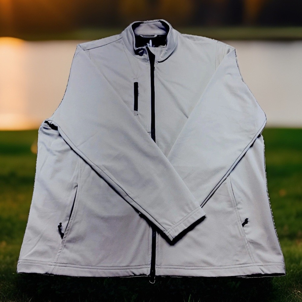 JOHNNIE -O Men's Full Zip Performance Jacket Size XL Gray Blue Golf Pockets